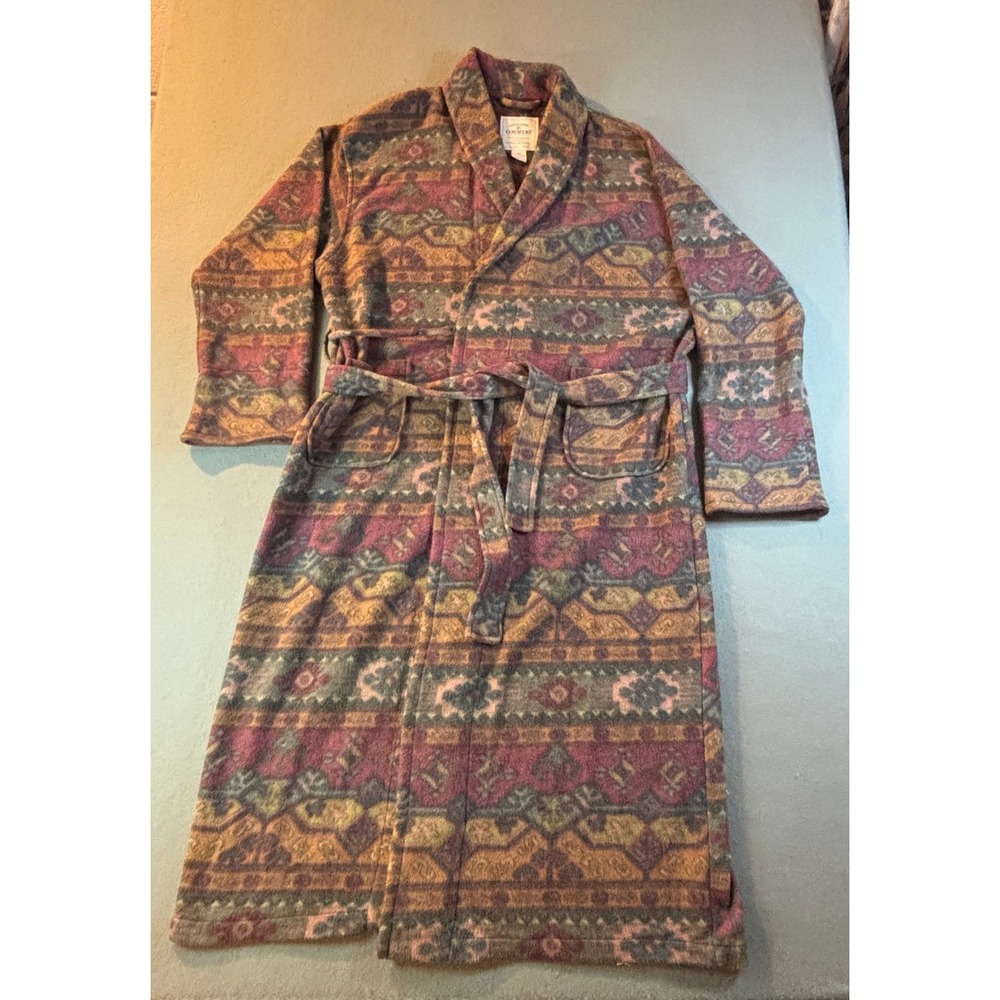 VTG Victoria's Secret Country Fleece Robe Womens M/L Long Southwestern Aztec 90s
